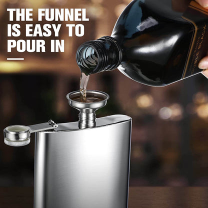 Stainless Steel Hip Flask Silver 8 oz. Leak Proof Drinking Liquor Flask