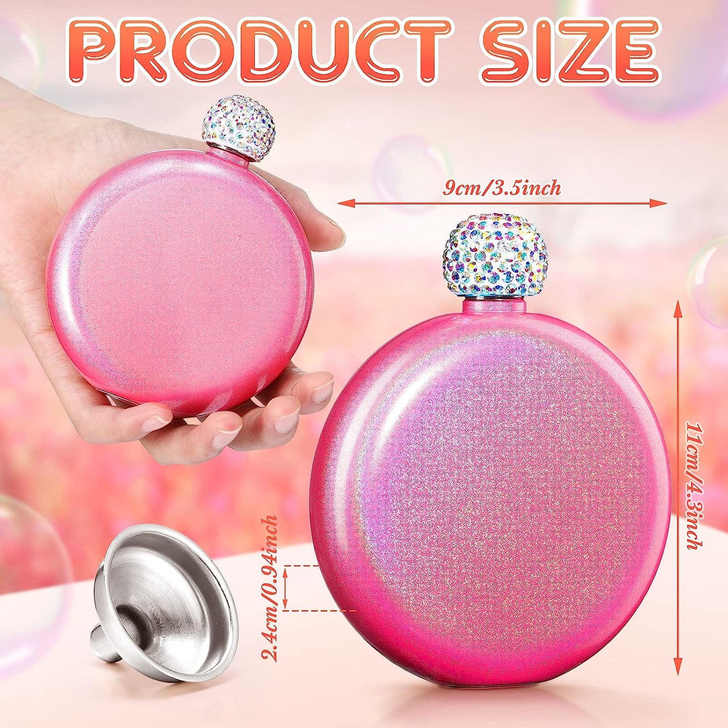 Winey Bitches Women's Round Wedding Flasks- Choose color and Saying