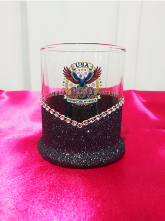 Winey Bitches Co RWB American Eagle + Gold Band- 250 Years Of Freedom Whiskey Glitter Glasses