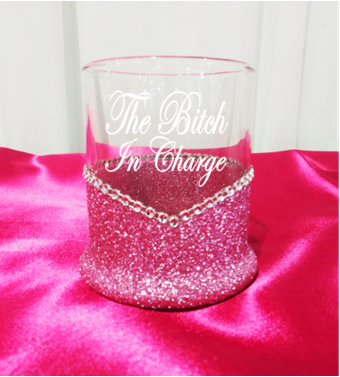Bitch In Charge Blinged Whiskey-Highball Glasses-Choose Color