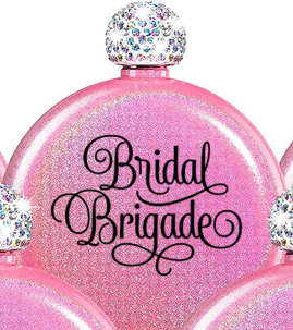 Winey Bitches Women's Round Wedding Flasks- Choose color and Saying