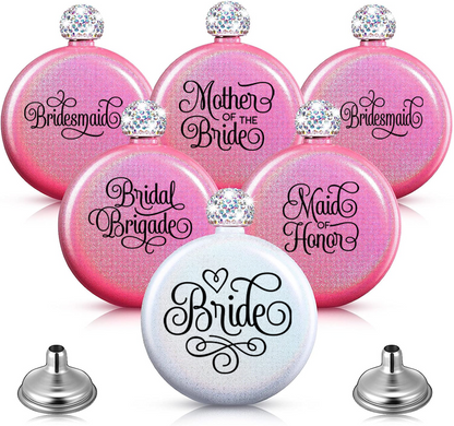 Winey Bitches Women's Round Wedding Flasks- Choose color and Saying