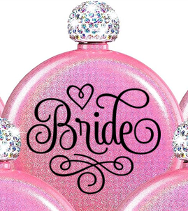 Winey Bitches Women's Round Wedding Flasks- Choose color and Saying