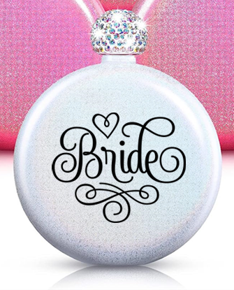 Winey Bitches Women's Round Wedding Flasks- Choose color and Saying