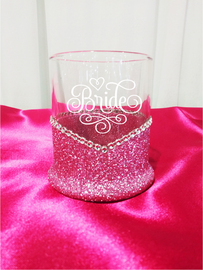 Winey Bitches Co Bride Wedding Party Whiskey Glitter Glasses