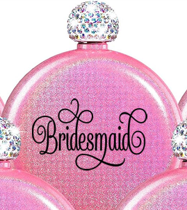 Winey Bitches Women's Round Wedding Flasks- Choose color and Saying