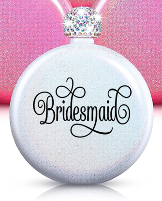 Winey Bitches Women's Round Wedding Flasks- Choose color and Saying