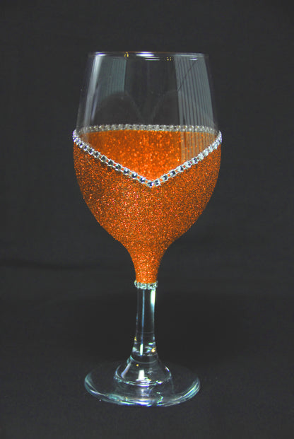 Floral Skull Design #1 – Bling Glitter Glass Wine Glasses (Pirate Skull Halloween Collection)