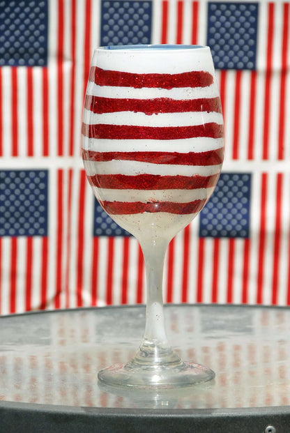 Patriotic Born to Sparkle – Hand-Painted High Gloss Wine Glasses (4th of July Collection)