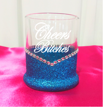 Cheers Bitches Blinged Whiskey-Highball Glasses-Choose Color