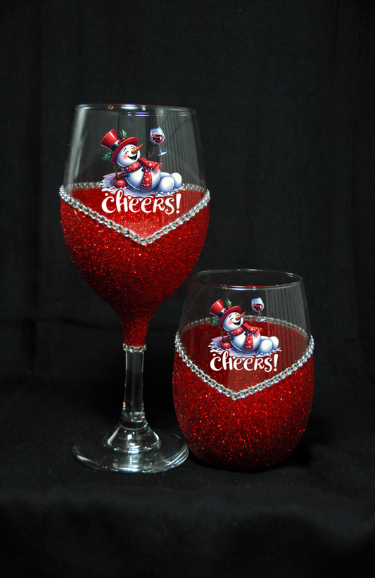 Winey Bitches Co "Cheers!" Snowman Holiday Drinkware-Choose your color