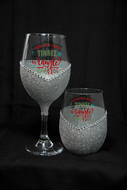 Winey Bitches Co "Don't Get Your Tinsel In A Tangle" Holiday Drinkware-Choose your color