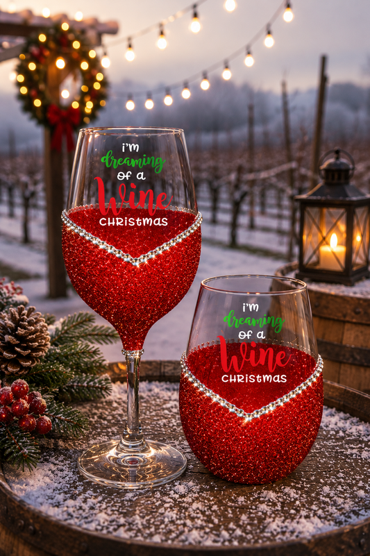 Winey Bitches Co "I'm Dreaming For a Wine Christmas" Holiday Drinkware-Choose your color
