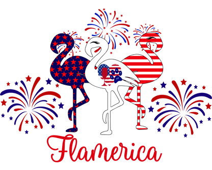 Flamerica Flamingo – Handmade Glittery Bling Wine Glasses (4th of July Collection)