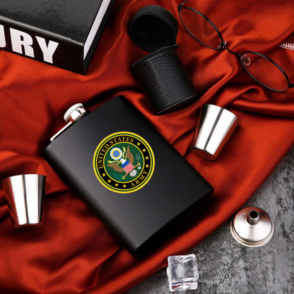 🍾💋✨ Army Flask — 8 oz Stainless (With Funnel)