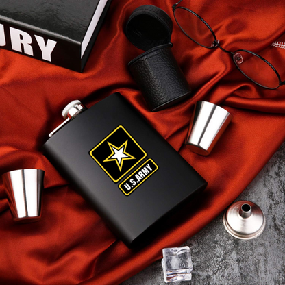 🍾💋✨ Military Black Stainless Steel Hip Flask Silver or Matte Black 8 oz . Leak Proof Flask