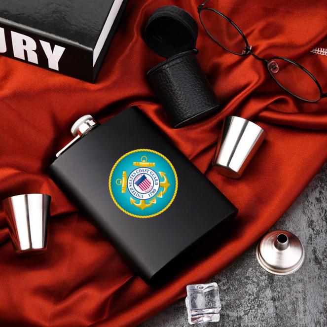 🍾💋✨ Coast Guard Flask — 8 oz Stainless Steel (Includes Funnel)