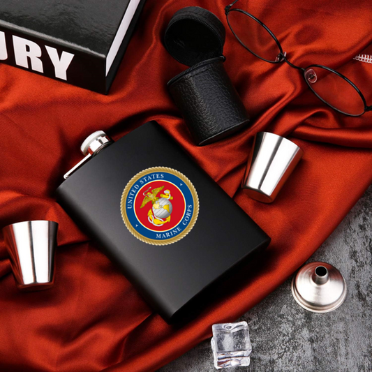 Military 🍾💋✨ Marines Flask — 8 oz Stainless (With Funnel)