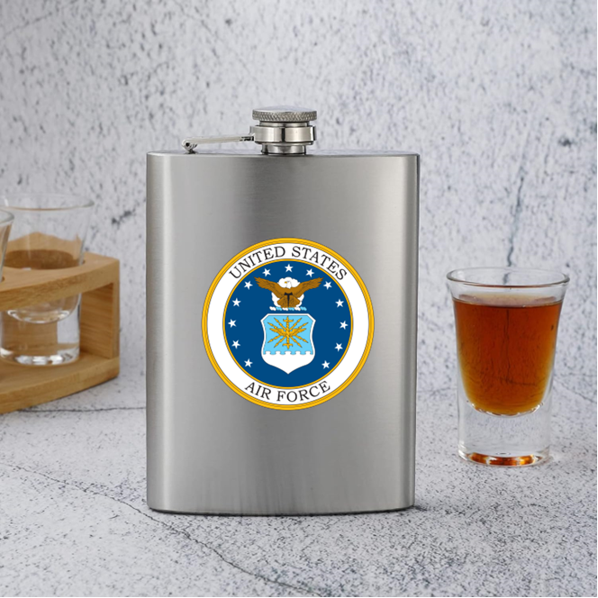 🍾💋✨ Military Black Stainless Steel Hip Flask Silver or Matte Black 8 oz . Leak Proof Flask