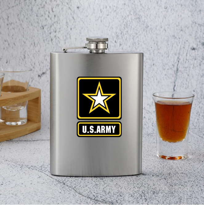 🍾💋✨ Army2 Stainless Steel Hip Flask — 8 oz (Funnel Included)