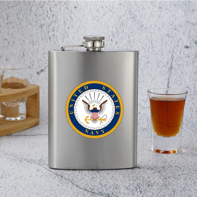 🍾💋✨ Military Black Stainless Steel Hip Flask Silver or Matte Black 8 oz . Leak Proof Flask