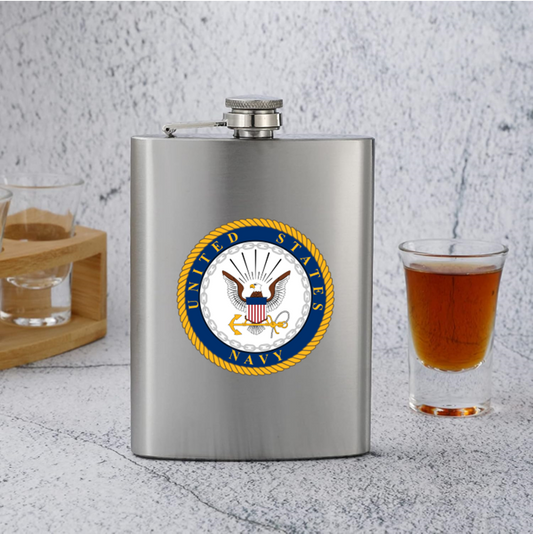 🍾💋✨ Navy Flask — 8 oz Stainless Steel (Includes Funnel)