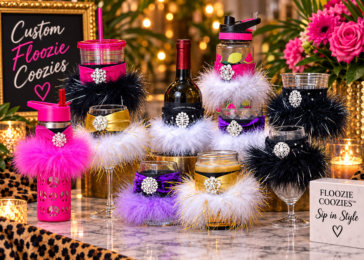 Wedding Floozie Coozies™ | Custom Bridal Party Wine Glass Coozies