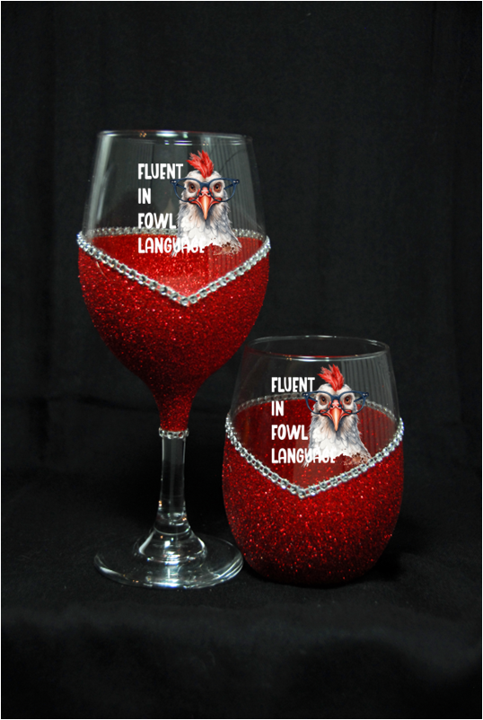 Fluent in Foul Language l Just Sayin' Collection l Winey Bitches Co Glitter Glasses