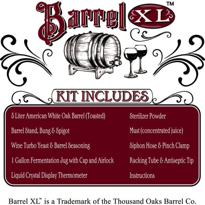 Barrel XL® Barrel Aged Cabernet Wine Making Kit – Craft, Age and Enjoy Exceptional Cabernet at Home