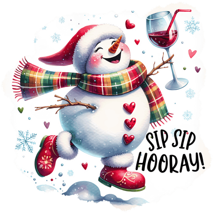 Winey Bitches Co "Sip Sip Hooray” — Snowman Holiday Bling Glass" Snowman Collection Holiday Drinkware-Choose your color