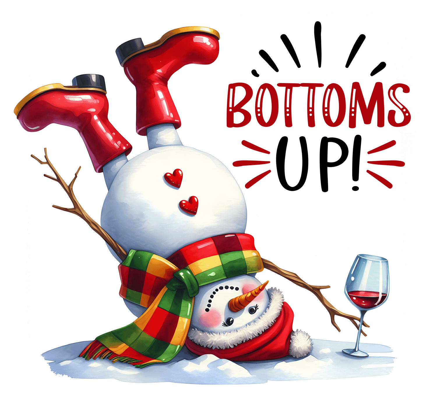 Winey Bitches Co "Bottoms Up" Snowman Collection Holiday Drinkware-Choose your color