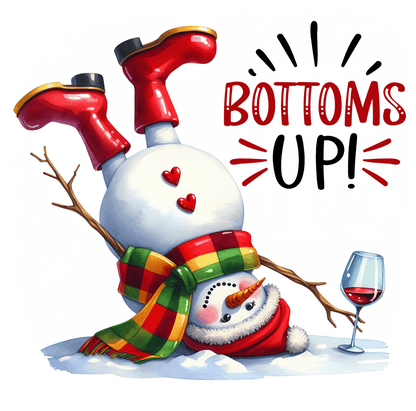 Winey Bitches Co "Bottoms Up" Snowman Collection Holiday Drinkware-Choose your color