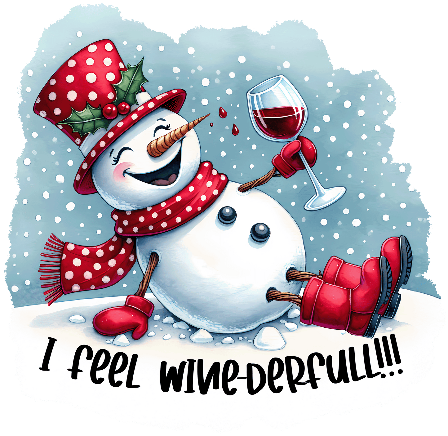 Winey Bitches Co "I Feel Wine-derful” — Snowman Holiday Bling Glass" Snowman Collection Holiday Drinkware-Choose your color