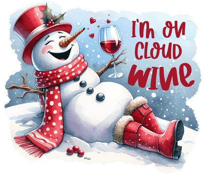 Winey Bitches Co "I'm On Cloud Wine” — Snowman Holiday Bling Glass" Snowman Collection Holiday Drinkware-Choose your color