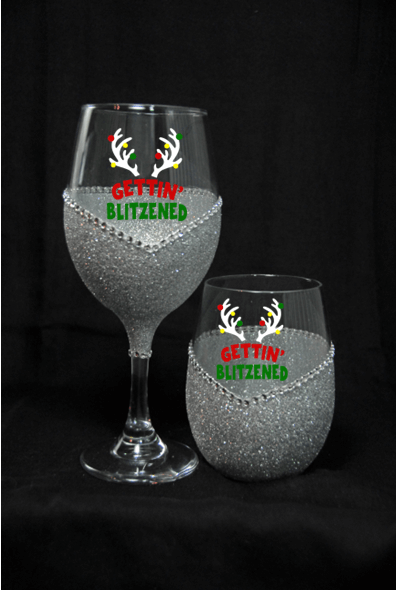 Winey Bitches Co Funny "Getting Blitzened" Christmas Holiday Drinkware-Choose your color