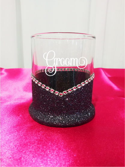 Winey Bitches Co Groom Wedding Party Whiskey Glitter Glasses