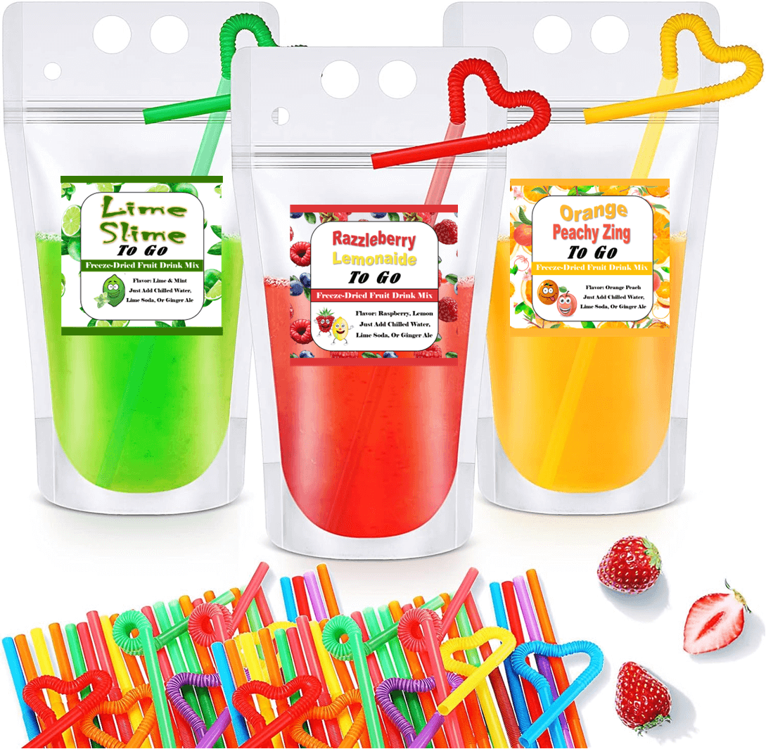 Kids Sipperz "To Go" REAL FRUIT Party Pouches Craft Drink Mixes- Choose from 9 Flavors