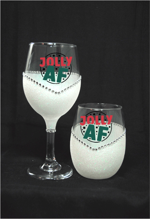 Winey Bitches Co Funny "Jolly AF" Christmas Holiday Drinkware-Choose your color