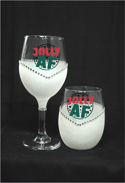 Winey Bitches Co Funny "Jolly AF" Christmas Holiday Drinkware-Choose your color