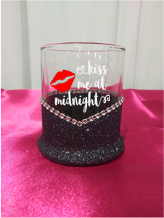 ✨🥂 “Kiss Me At Midnight” Blinged Whiskey & Highball Glasses — Choose Your Color 🥂✨