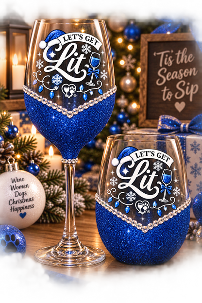 Winey Bitches Co "Lets Get Lit" Holiday Drinkware-Choose your color