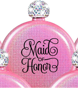 Winey Bitches Women's Round Wedding Flasks- Choose color and Saying