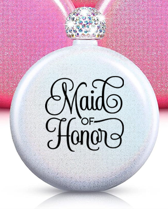 Winey Bitches Women's Round Wedding Flasks- Choose color and Saying