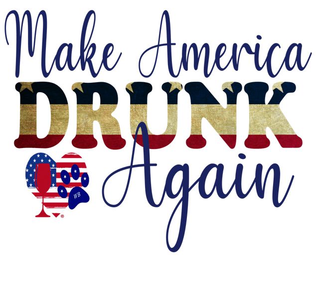 Make America Drunk Again – Bling Glitter Glass Wine Glasses (4th of July Collection)