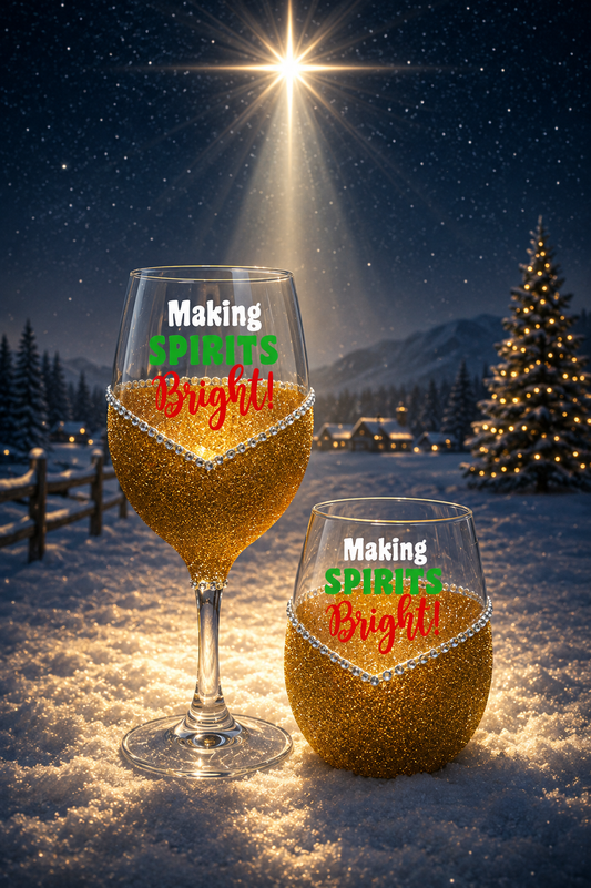Winey Bitches Co "Making Spirits Bright" Holiday Drinkware-Choose your color