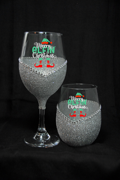 Winey Bitches Co "Merry Elfin Christmas" Holiday Drinkware-Choose your color