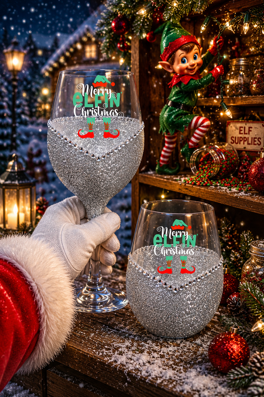 Winey Bitches Co "Merry Elfin Christmas" Holiday Drinkware-Choose your color