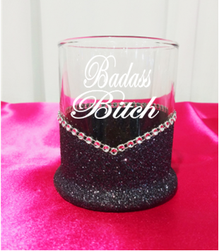 Badass Bitch Blinged Whiskey-Highball Glasses-Choose Color