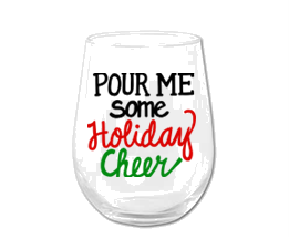 Winey Bitches Co Funny Christmas Holiday Stemless Wine Glass 4 pack "Holiday Cheer"