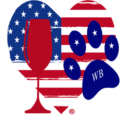 Patriotic Paw Heart – Bling Glitter Glass Wine Glasses (4th of July Collection)